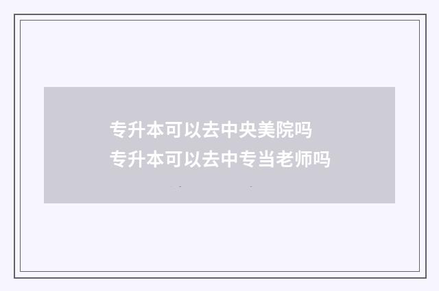 专升本可以去中央美院吗 专升本可以去中专当老师吗