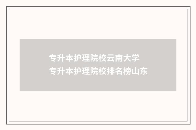 专升本护理院校云南大学 专升本护理院校排名榜山东