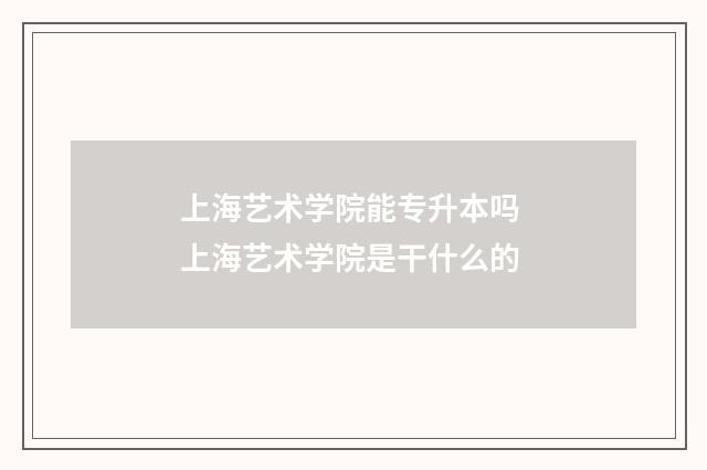上海艺术学院能专升本吗 上海艺术学院是干什么的