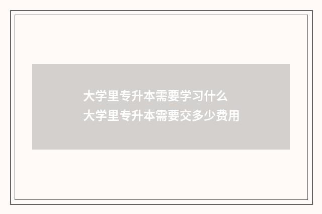 大学里专升本需要学习什么 大学里专升本需要交多少费用