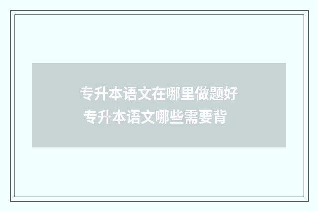 专升本语文在哪里做题好 专升本语文哪些需要背