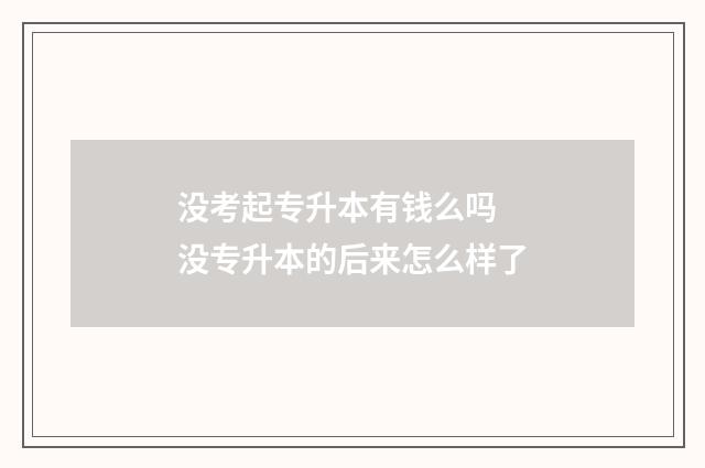 没考起专升本有钱么吗 没专升本的后来怎么样了