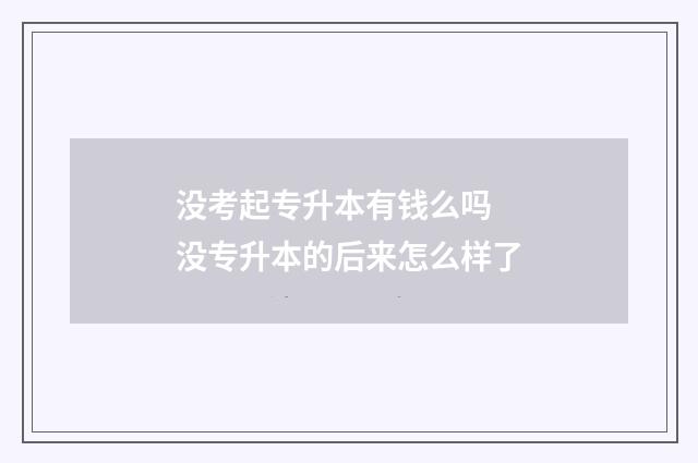 没考起专升本有钱么吗 没专升本的后来怎么样了
