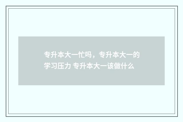 专升本大一忙吗，专升本大一的学习压力 专升本大一该做什么