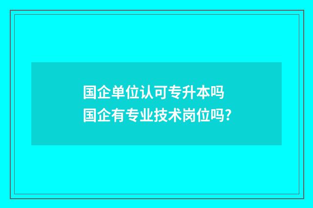 国企单位认可专升本吗 国企有专业技术岗位吗?