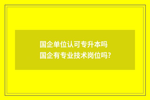国企单位认可专升本吗 国企有专业技术岗位吗?