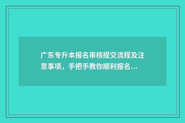 广东专升本报名审核提交流程及注意事项，手把手教你顺利报名 广东专升本报名2024