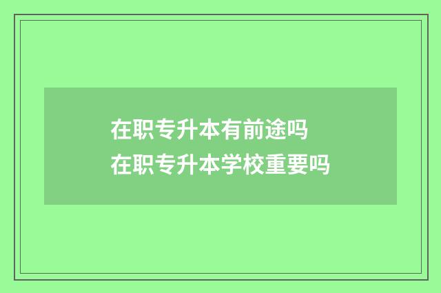 在职专升本有前途吗 在职专升本学校重要吗