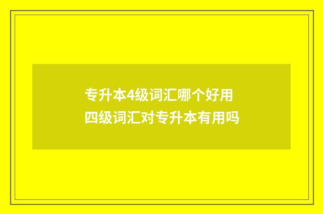 专升本4级词汇哪个好用 四级词汇对专升本有用吗