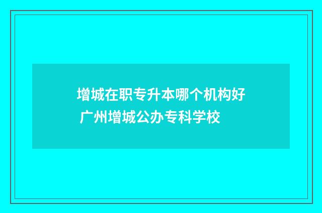 增城在职专升本哪个机构好 广州增城公办专科学校