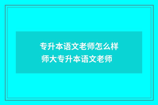 专升本语文老师怎么样 师大专升本语文老师