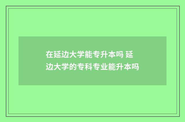 在延边大学能专升本吗 延边大学的专科专业能升本吗