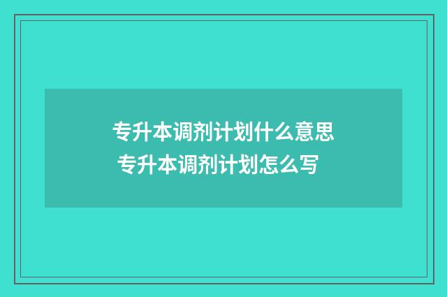 专升本调剂计划什么意思 专升本调剂计划怎么写
