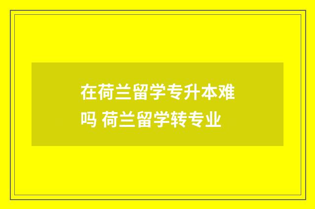 在荷兰留学专升本难吗 荷兰留学转专业