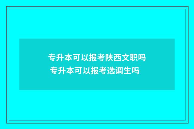专升本可以报考陕西文职吗 专升本可以报考选调生吗