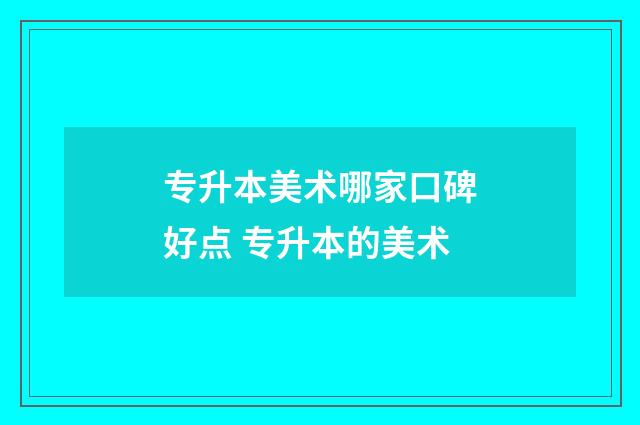 专升本美术哪家口碑好点 专升本的美术