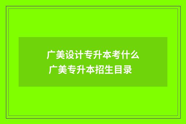 广美设计专升本考什么 广美专升本招生目录