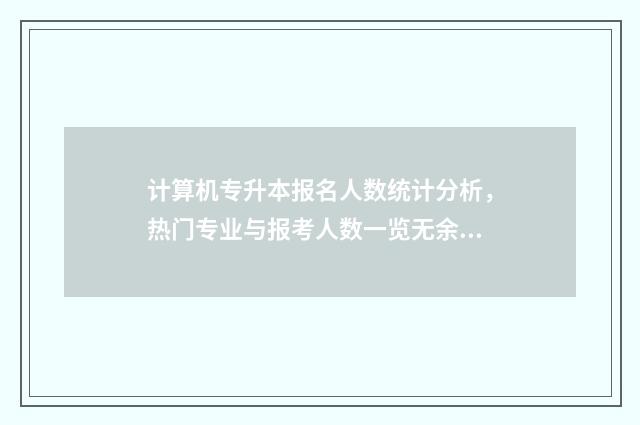 计算机专升本报名人数统计分析，热门专业与报考人数一览无余 计算机专升本报名