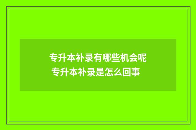 专升本补录有哪些机会呢 专升本补录是怎么回事