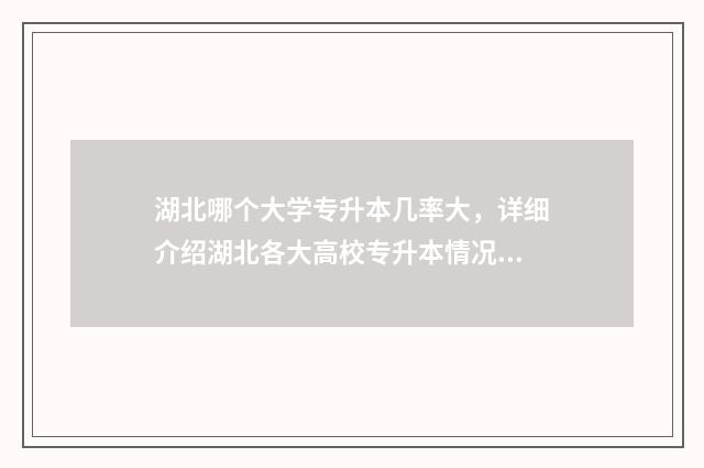 湖北哪个大学专升本几率大，详细介绍湖北各大高校专升本情况 湖北最好的专业