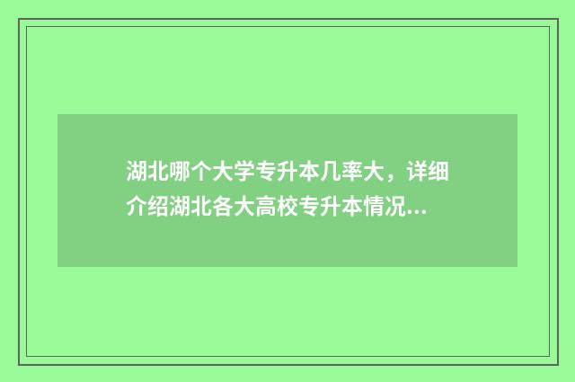 湖北哪个大学专升本几率大，详细介绍湖北各大高校专升本情况 湖北最好的专业