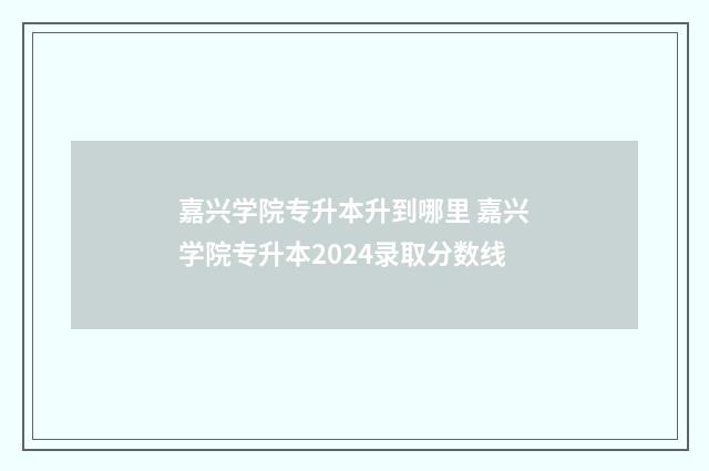 嘉兴学院专升本升到哪里 嘉兴学院专升本2024录取分数线