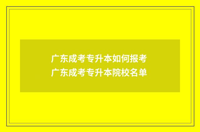 广东成考专升本如何报考 广东成考专升本院校名单