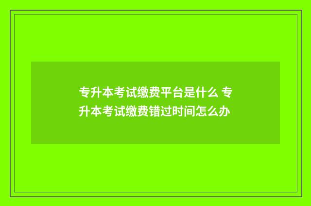 专升本考试缴费平台是什么 专升本考试缴费错过时间怎么办