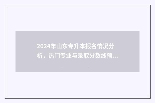 2024年山东专升本报名情况分析，热门专业与录取分数线预测 2024年山东专升本招生计划