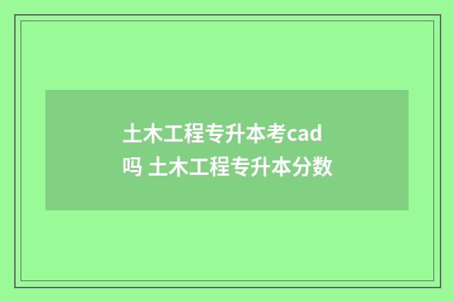 土木工程专升本考cad吗 土木工程专升本分数