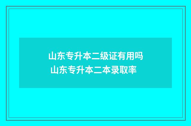 山东专升本二级证有用吗 山东专升本二本录取率