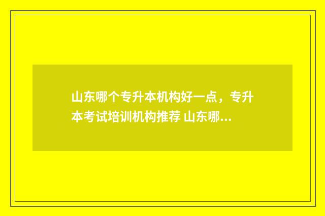 山东哪个专升本机构好一点，专升本考试培训机构推荐 山东哪个专升本机构好,计算机专业的