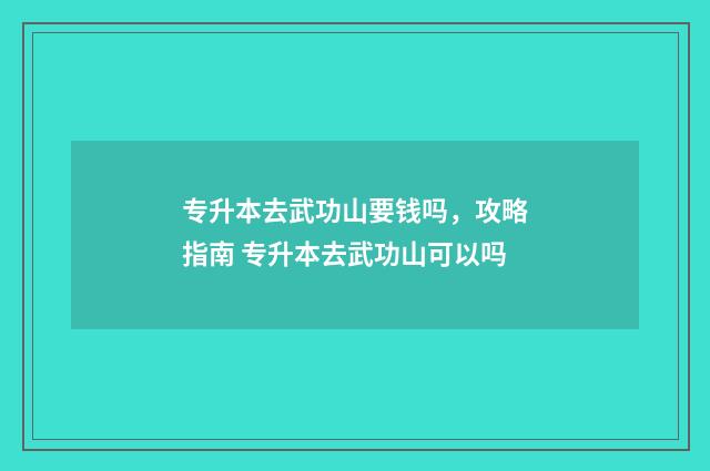 专升本去武功山要钱吗，攻略指南 专升本去武功山可以吗