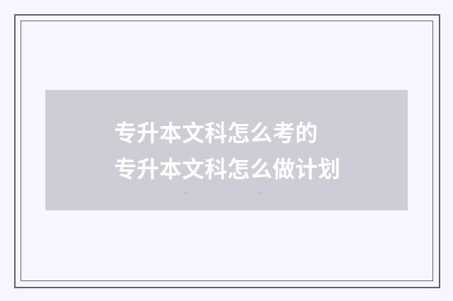 专升本文科怎么考的 专升本文科怎么做计划
