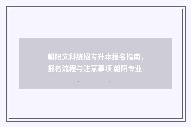 朝阳文科统招专升本报名指南，报名流程与注意事项 朝阳专业