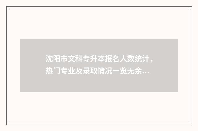 沈阳市文科专升本报名人数统计，热门专业及录取情况一览无余 沈阳文科专科大学有哪些