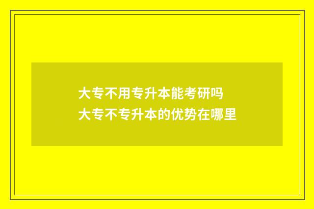 大专不用专升本能考研吗 大专不专升本的优势在哪里