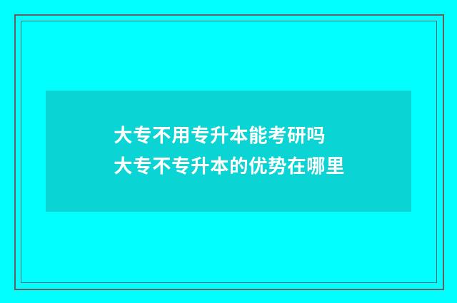 大专不用专升本能考研吗 大专不专升本的优势在哪里