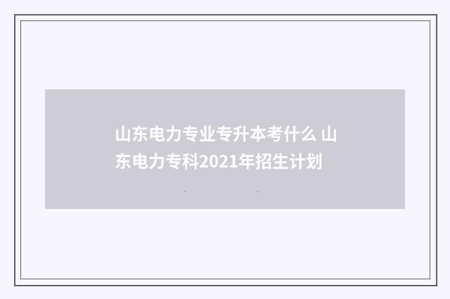 山东电力专业专升本考什么 山东电力专科2021年招生计划