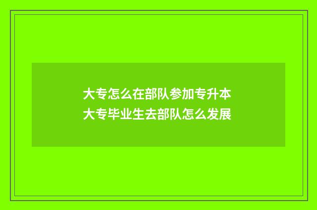 大专怎么在部队参加专升本 大专毕业生去部队怎么发展