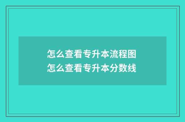 怎么查看专升本流程图 怎么查看专升本分数线