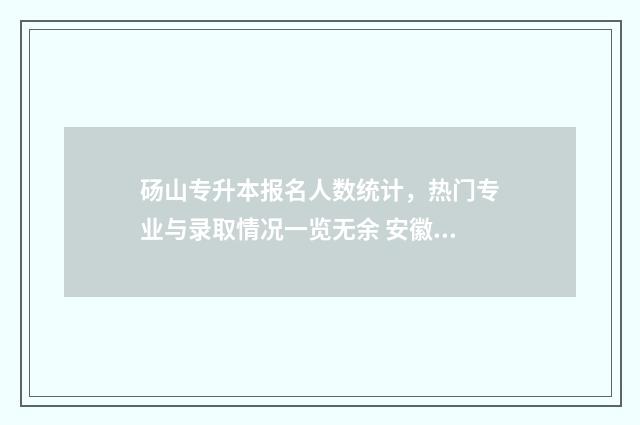 砀山专升本报名人数统计，热门专业与录取情况一览无余 安徽专升本咨询电话