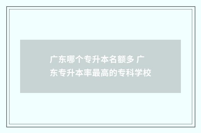 广东哪个专升本名额多 广东专升本率最高的专科学校