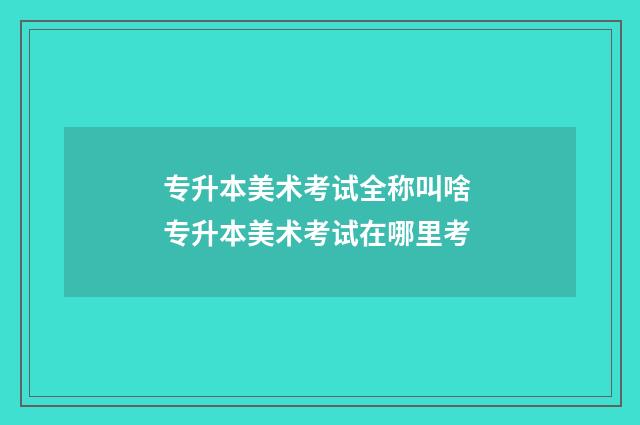 专升本美术考试全称叫啥 专升本美术考试在哪里考
