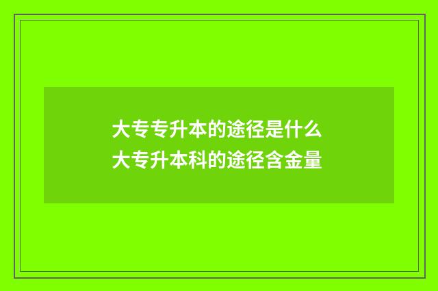 大专专升本的途径是什么 大专升本科的途径含金量