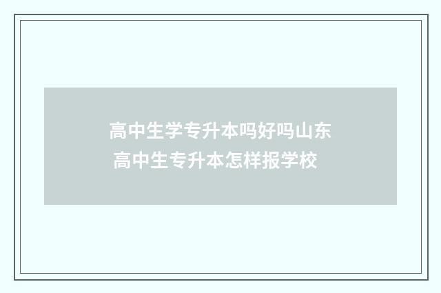 高中生学专升本吗好吗山东 高中生专升本怎样报学校