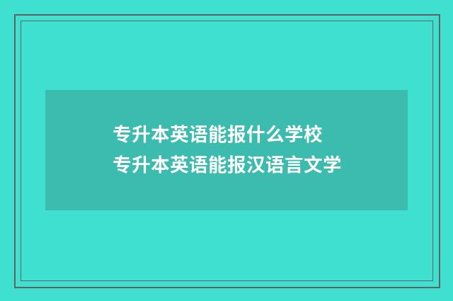 专升本英语能报什么学校 专升本英语能报汉语言文学