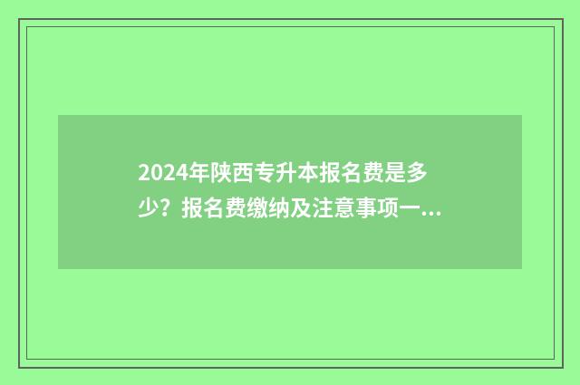 2024年陕西专升本报名费是多少？报名费缴纳及注意事项一览 2024年陕西专升本分数线