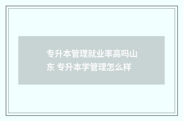 专升本管理就业率高吗山东 专升本学管理怎么样