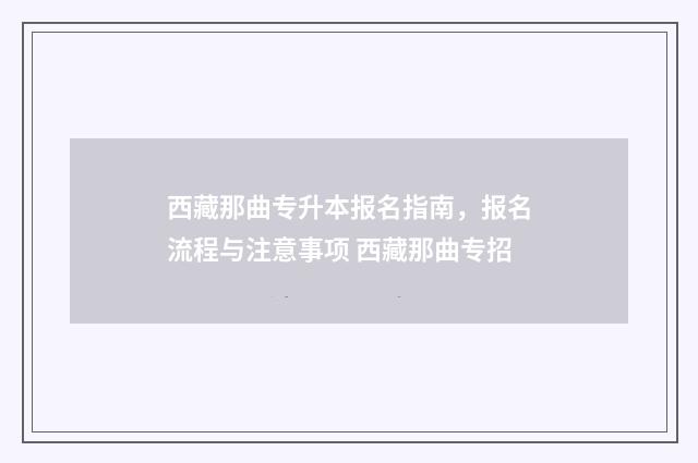 西藏那曲专升本报名指南，报名流程与注意事项 西藏那曲专招